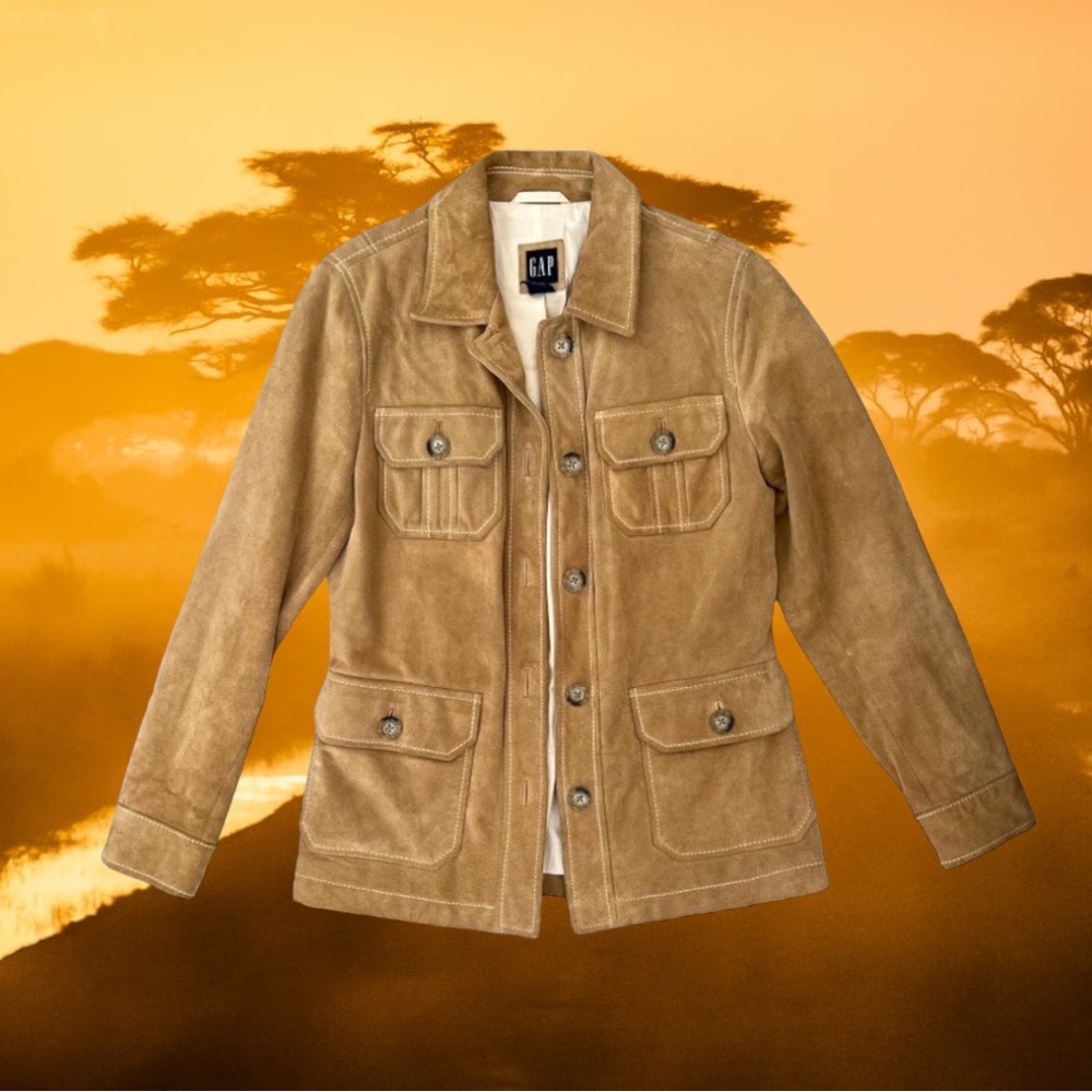 Men's GAP Suede Leather Shirt Jacket linen lined